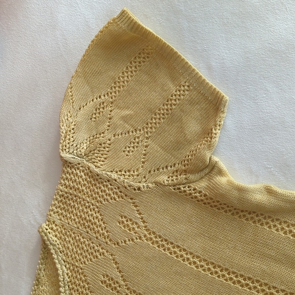 Vintage Spring Knit Short Sleeve Pointelle Sweater - Picture 8 of 12